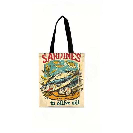 Sardine in Olive Oil Art Tote Bag, Beach Bag with Makeup Bag Multi-functional Shopping Bag, Shoulder Bag, Travel Toiletry Bag