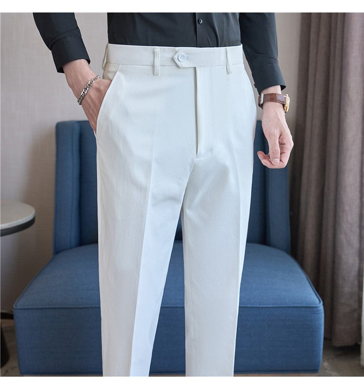 Men Suit Pants 2025 Elastic Slim Fit Formal Dress Pants Solid Casual White Trousers Pantalon Homme Wedding Party Men Clothing
