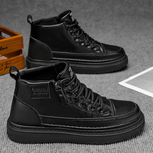 Men Boots Winter High Top Leather Shoes Fashion Cotton Shoes Fashion Ankle Boots Business Casual Outdoor Shoes Male Sneakers New