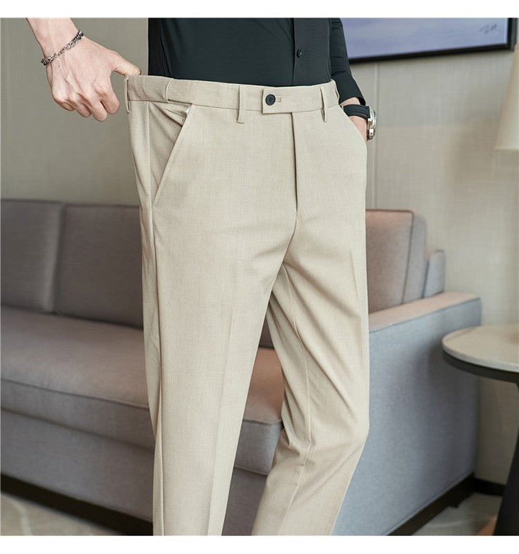 Men Suit Pant Autumn Elastic Waist Solid Slim Fit Dress Pants Business Casual Office Social Trouser Plus Size 40 38 Men Clothing