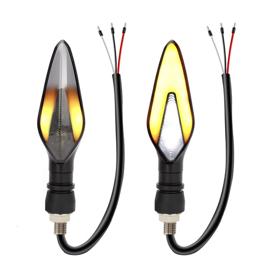 1pair Motorcycle LED Turn Signal Light White Yellow Indicator Light Flowing Water Rear Indicator Flasher DRL Running Lamp