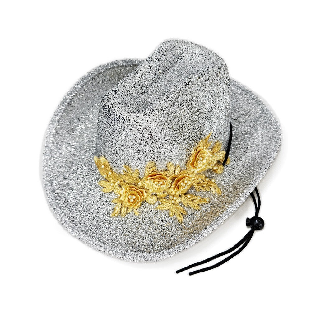 3d Flower Fedora Exquisite Fashion Panama Hat Embroidery Fedora Hat Superior Women'S Wedding Hat For Party Fashion Outfit