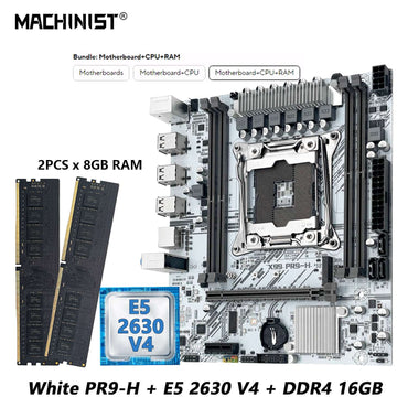 MACHINIST White X99 PR9-H Motherboard combo Intel Xeon E5 2630 V4 LGA 2011-3 CPU DDR4 16GB RAM NVME m.2 Optional kit set