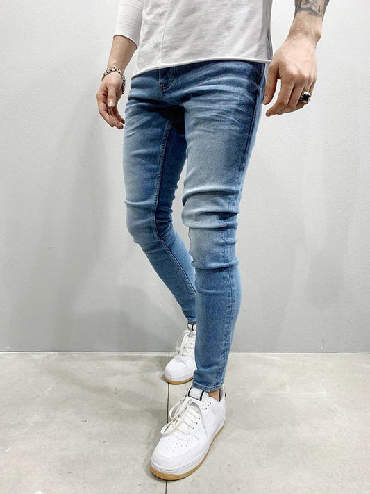 Spring Men Classic Elasticity Pencil Jeans Jean Homme Man Soft Stretch Black Biker Masculino Denim Trousers Mens Solid Pants