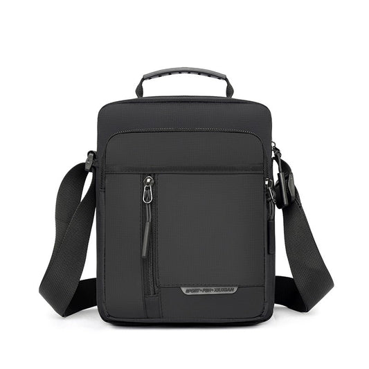 1 men's crossbody bag with zip closure, adjustable shoulder strap, and multiple storage compartments, suitable for daily commuti