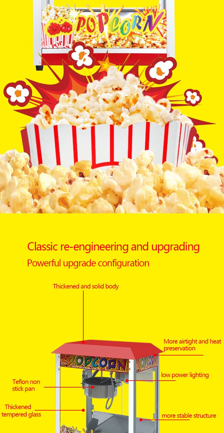 Máquina de Pipoca Comercial Máquina de Venda Automática de Pipoca Elétrica Máquina de Fazer Pipoca Estilo Cinema Automática