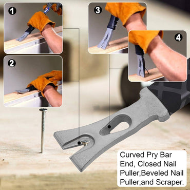 Multi-Functional Hammer With Crowbar Nail Remover Pry Bar Fire Breaking And Dismantling Tools Window Breaker Demolition Tool