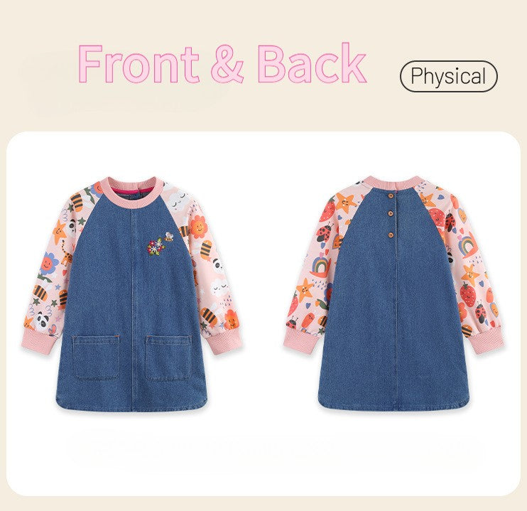 Girls Dress For Kids 4-8 Y New Children's Princess Dress Denim Children's Fashion Clothing