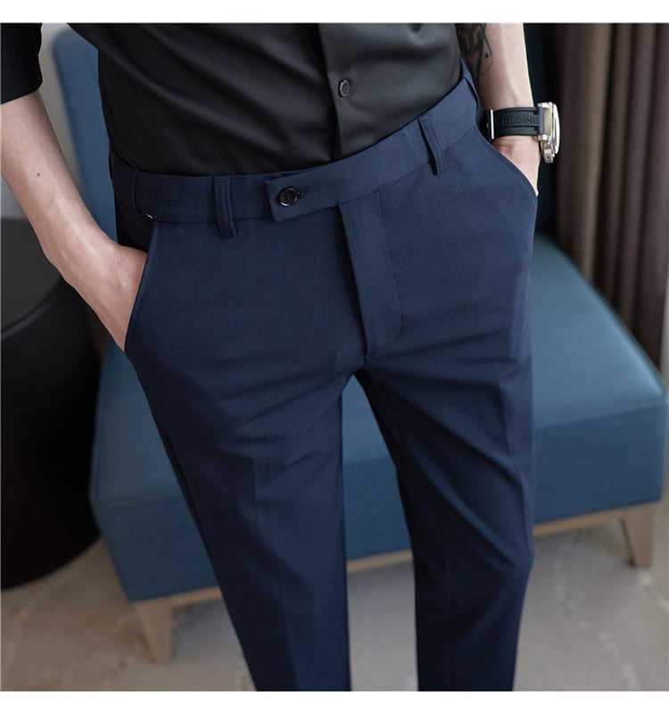 Men Suit Pant Autumn Elastic Waist Solid Slim Fit Dress Pants Business Casual Office Social Trouser Plus Size 40 38 Men Clothing