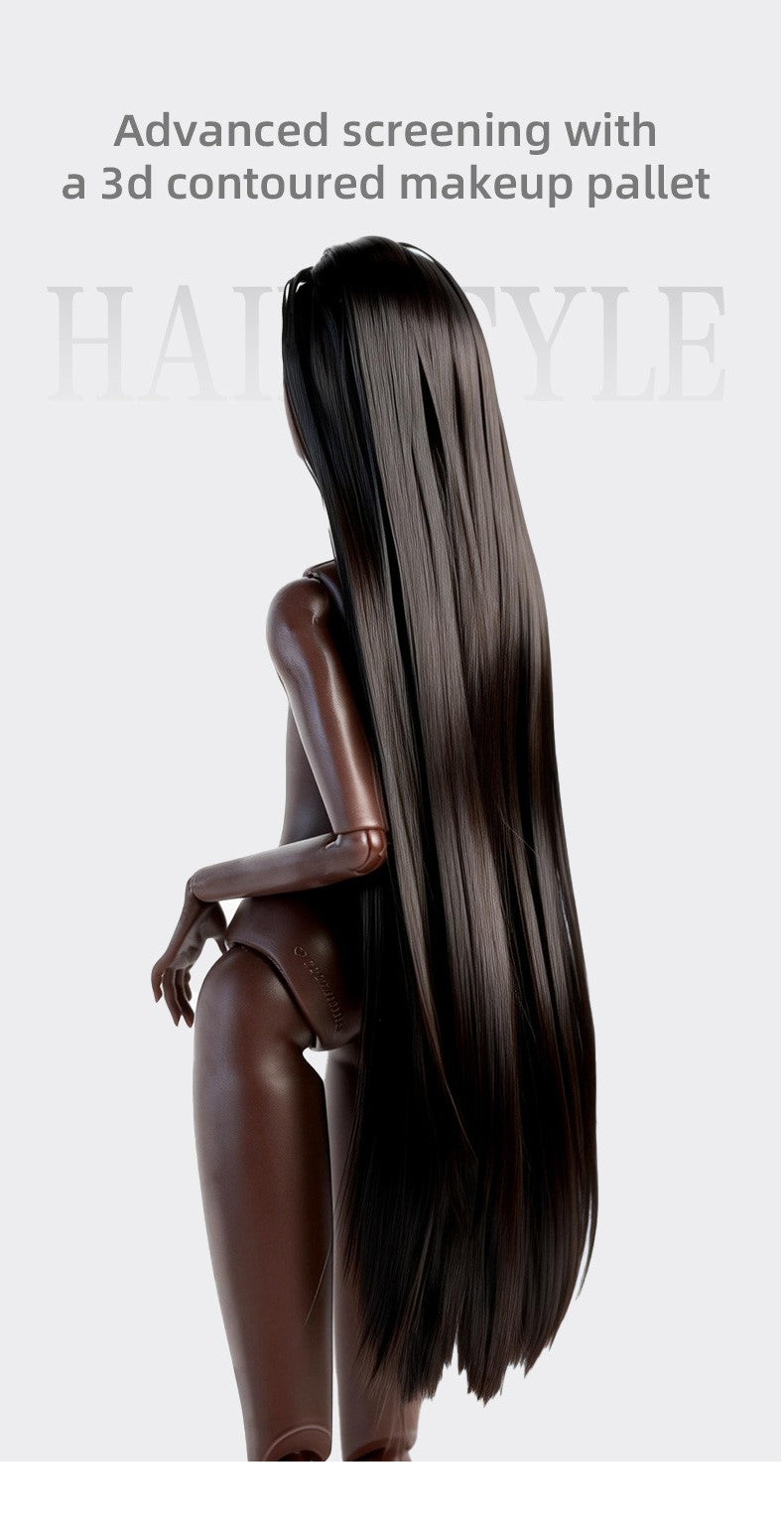 Xianxian Doll 32cm GALA ELARA BJD Supermodel Charcoal Skin Afro Straight Wavy Wig Set Limited Collector Birthday Gift