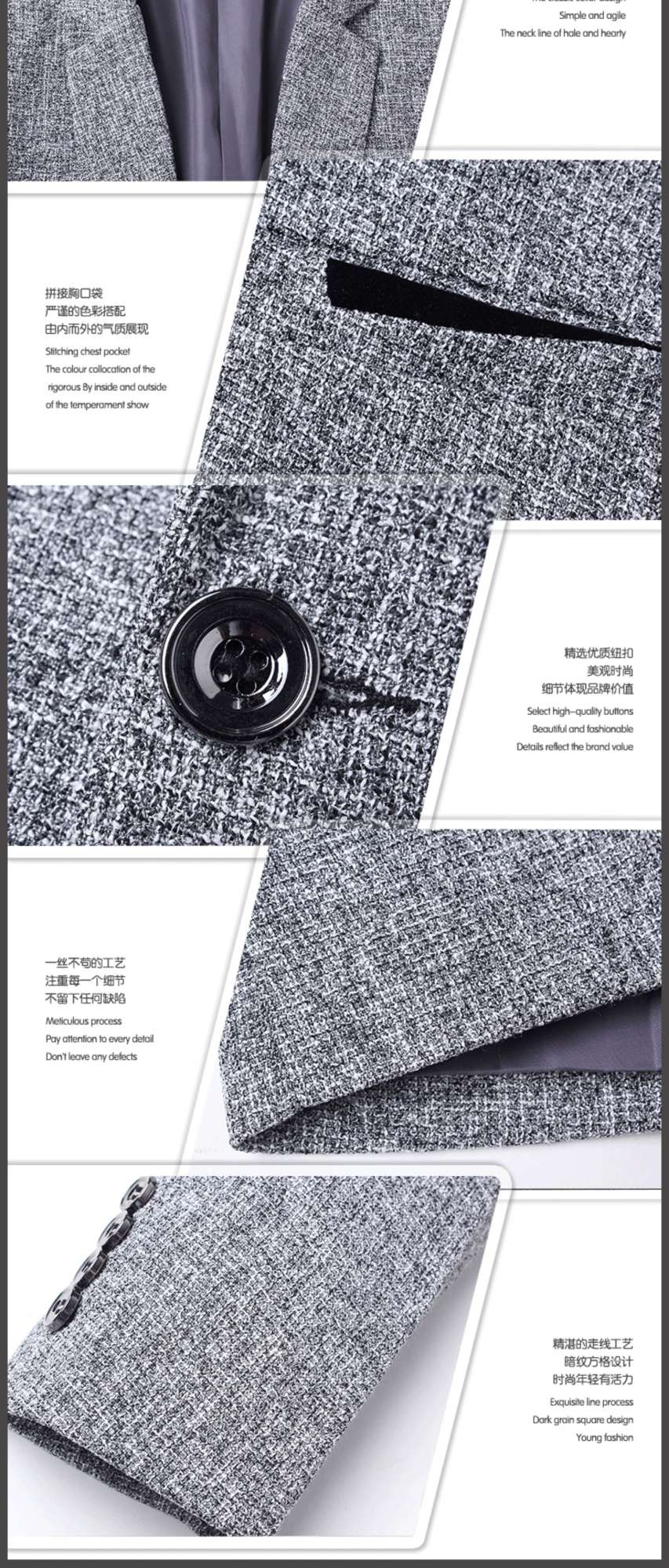 2024 Autumn New Men's Suit Jacket Solid Color Slim Fit Fashionable Business Dress Jacket Classic Men Social Dress Jacket Blazers