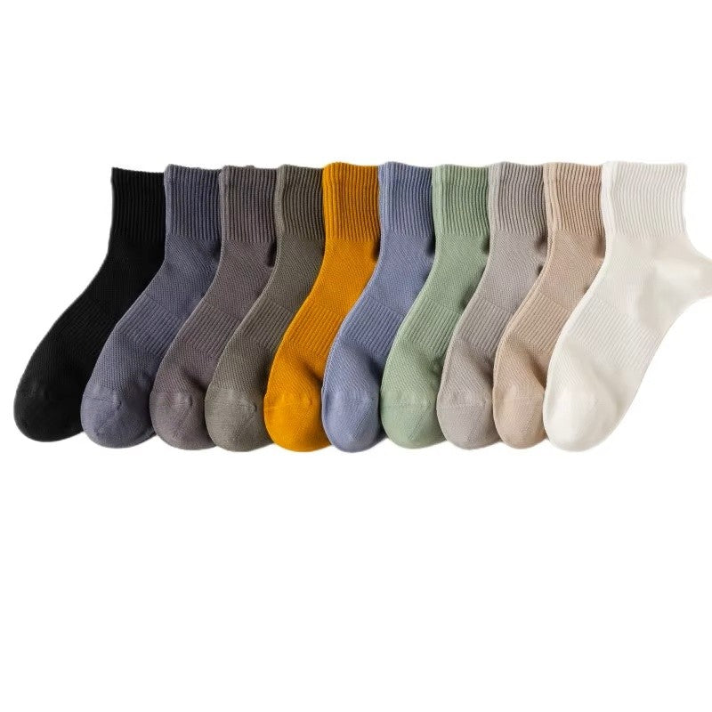 5/10 Pair Men's Cotton Socks High Quality Breathable Mesh Socks Durable Solid Color Casual Socks Fashion Dress Socks Man