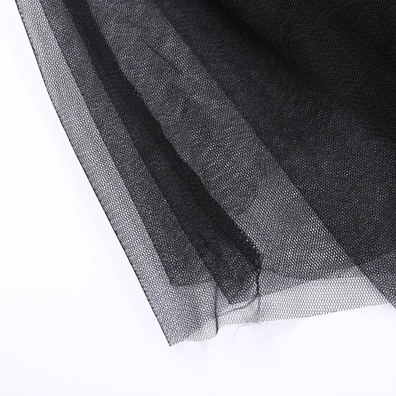Sexy Net Yarn High-Waisted Irregular Skirt for Women Summer New European and Ame