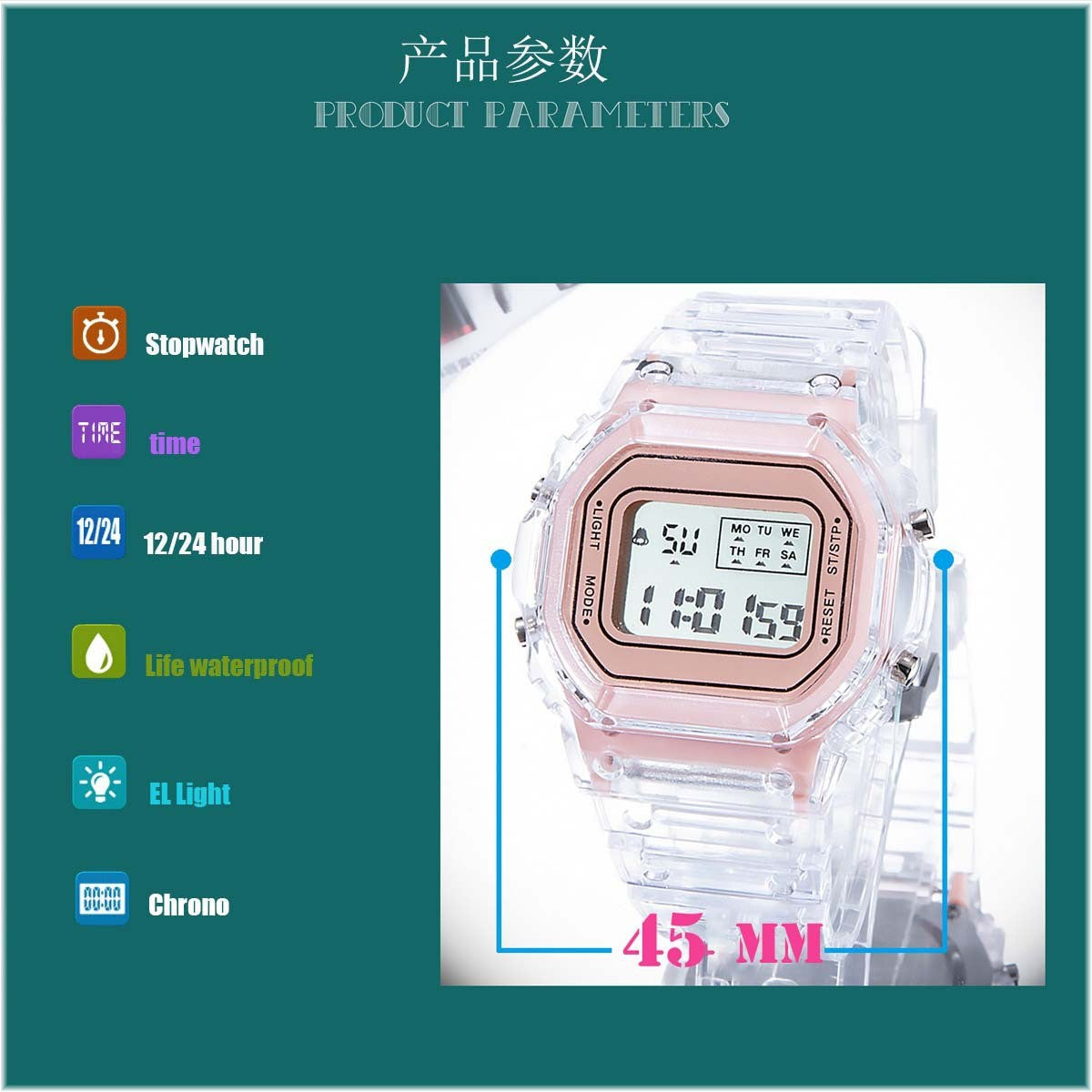 PCV/F91W Pulseira de Aço Relógio Digital LED Quadrado Relógios Femininos Vintage Esportivo Militar Relógios Eletrônicos de Pulso