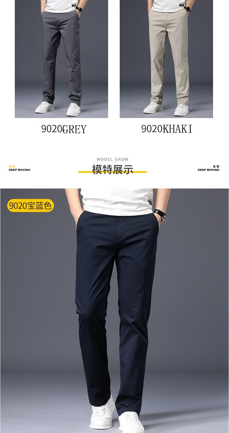 Mens Pants Cotton Casual Stretch male trousers man long Straight High Quality 4 color Plus size pant suit 42 44 46