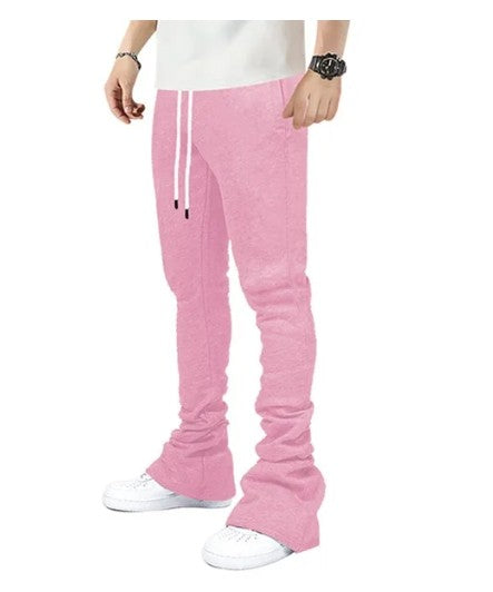 Plus Size Cargo Stacked Pants for Men Fleece Flare Sweat Pants Street Wear Men Pile Up Hiphop Pants New Design