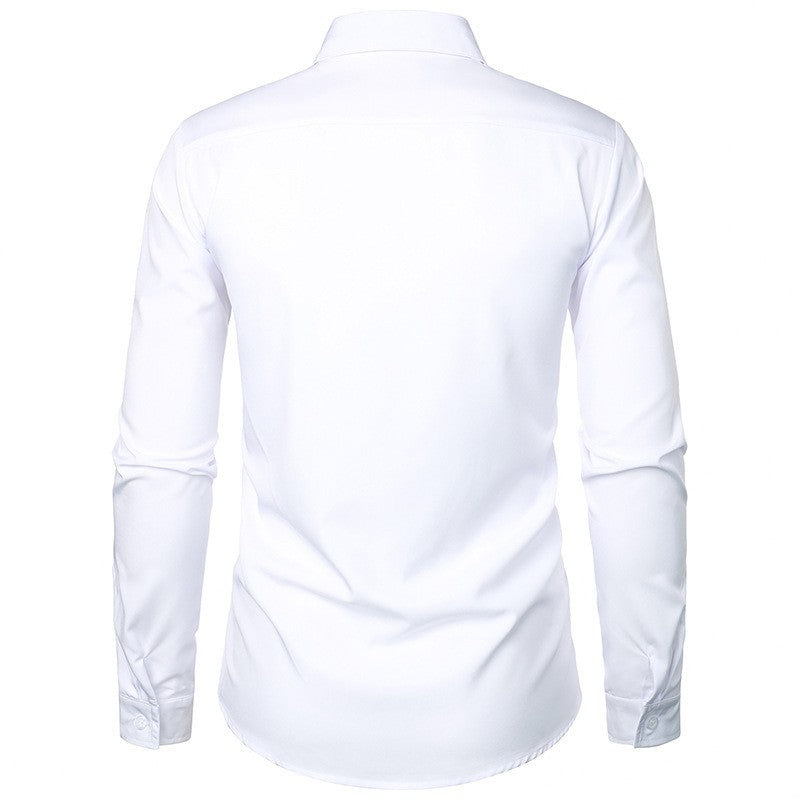 New 2025 Men's Long Sleeve Tuxedo Shirts Fashion Party Wedding Male Dress Shirts Ruffle Pleated Design Solid Shirt Chemise Homme