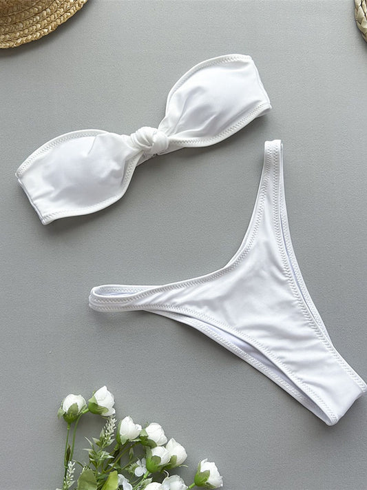 Bandeau Knotted Brazilian High Cut Bikini Women Swimwear Female Swimsuit Two-pieces Bikini set Bather Bathing Suit Swim K5930