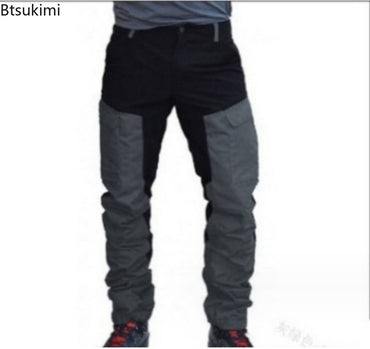2025 Men's Outdoor Sports Casual Cargo Pants Fashion Color Blocking Multi-pockets Work Pants Male Baggy Joggers Pants Streetwear