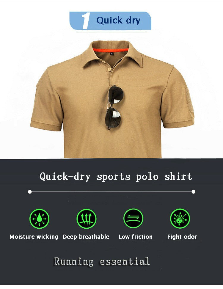 Men's Quick Dry Embroidered Polo Shirts Summer Custom Plus Size Military Clothes Tactical Plain Turn-down Army T-shirts