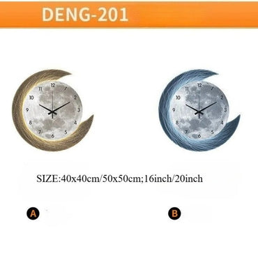 20in LED Light Wall Clock Dining Room Living Moon The Earth Modelling Silent Movement Bedroom Clock Wall Decoration Home Gifts