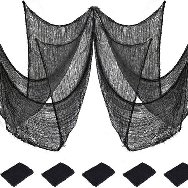 Halloween Horror Bloodstained Indoor Spooky Black Spider Web Gauze Haunted House Hallway Hanging Scary Gauze Decorations
