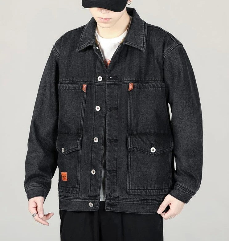 Jeans Coat for Men Padded Wool Denim Jackets Man with Sheep Wide Sleeves Black Warm Padding Original Cowboy New in Big Size G L