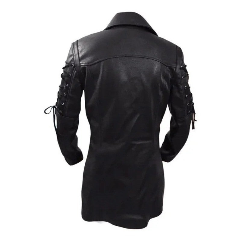 New Steampunk Men's Gothic Trench Coat Leather Jacket Punk Style Biker Jacke Autumn Winter Motocycle Jacket
