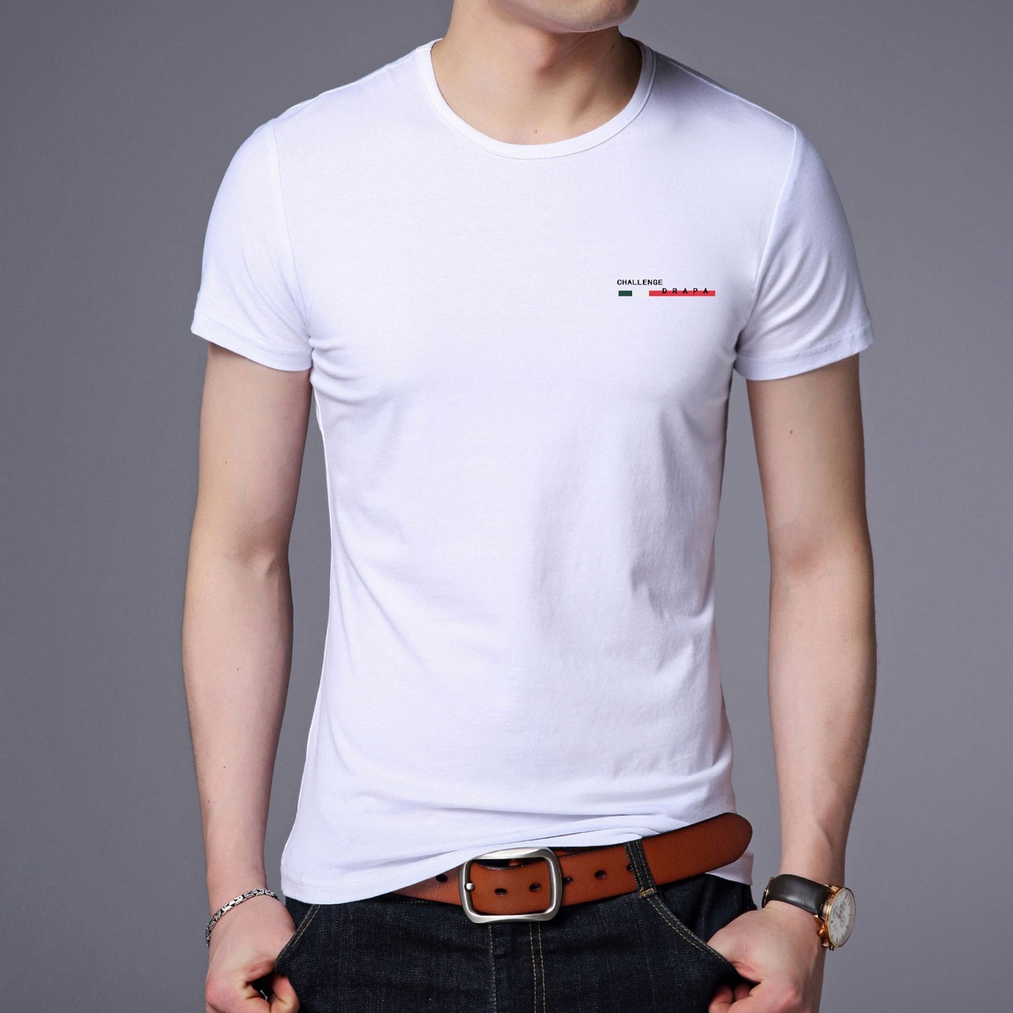 2025 New Summer Brand Tops Round Neck t Shirt For Men 95% Cotton 5% Spandex Plain Bulk Short Sleeve Casual Fashion Mens Clothes