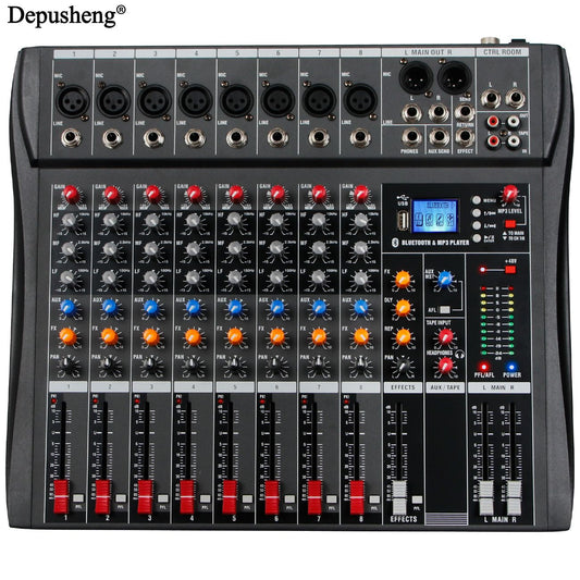 6//8/12 Channel Professional Audio Mixer Studio Audio Console USB MP3 Input 48v Phantom Power DJ Console