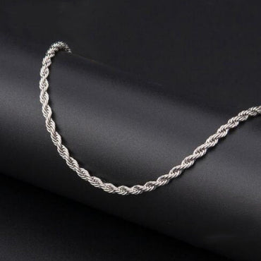 3mm Classic Stainless Steel Twist Long Chain Pendant Necklace for Men Women Punk Style Hip Hop Rock Personality Chokers Jewelry