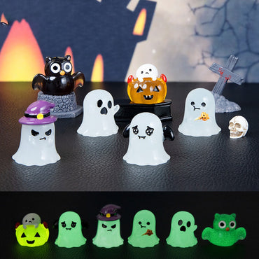 6Pcs Halloween Micro Landscape Miniature Figurines Resin Craft Mini Fairy Garden Ornaments Pumpkin Ghost Owl Home Decor