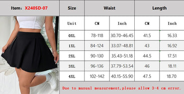 New Elegant Solid Pleated Plus Size Women's Skirt Black Slim A-Line Short Skirt Party All Match Mini Skirt Female Clothing Y2k