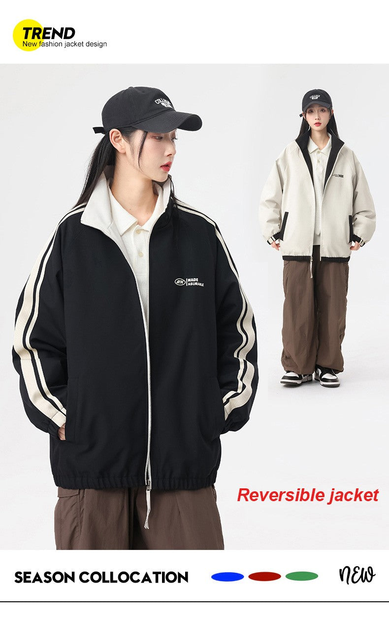 New Jacket Two-sided Long Sleeve Outdoor Men Coats Women Reversible Windproof Coats Splashproof Double-Sided Jackets Couple Top
