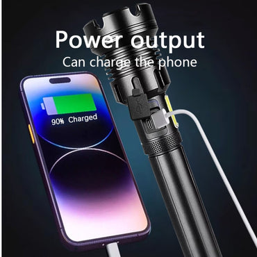 2025 New 15000mAh High Power XHP390 Flashlights 100000000LM Ultra Powerful Flashlight Rechargeable Lantern Outdoor Camping Torch