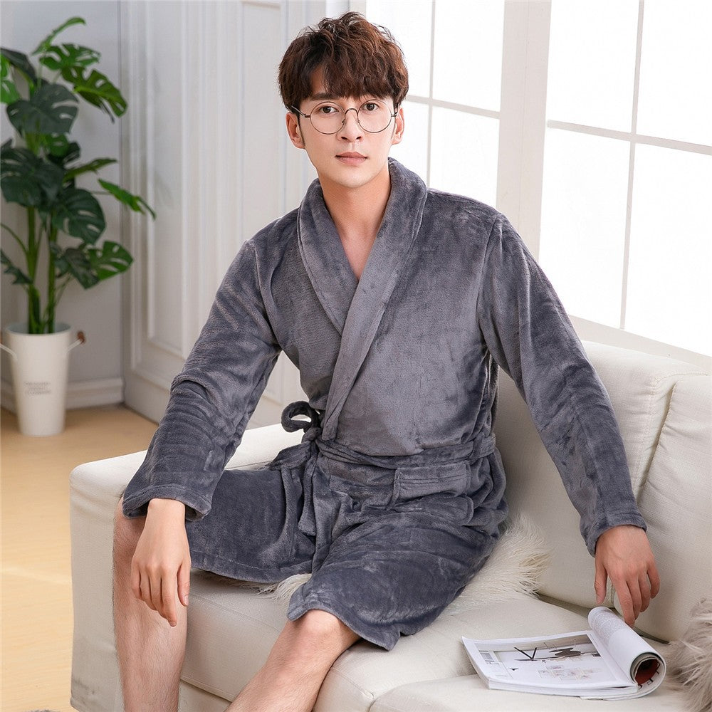 Large Size 3XL Flannel Robe Kimono Bathrobe Gown Winter Coral Fleece Sleepwear Nightwear Loose Thickened Home Wear Loungewear
