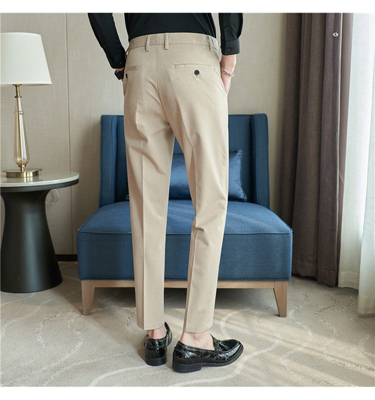 Men Suit Pant Autumn Elastic Waist Solid Slim Fit Dress Pants Business Casual Office Social Trouser Plus Size 40 38 Men Clothing