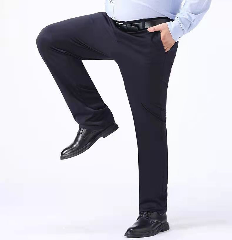 Men Summer Suit Pants Casual Pants Business Fashion Classic Solid Color Stretch Straigh Thin Cotton Trousers Plus Size A177