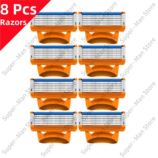 Fusion series NEW 5-layer Razor Blades, Replacement Blades, Vintage Wet Shaving Safety Razor, Skin Protection Classic Razor