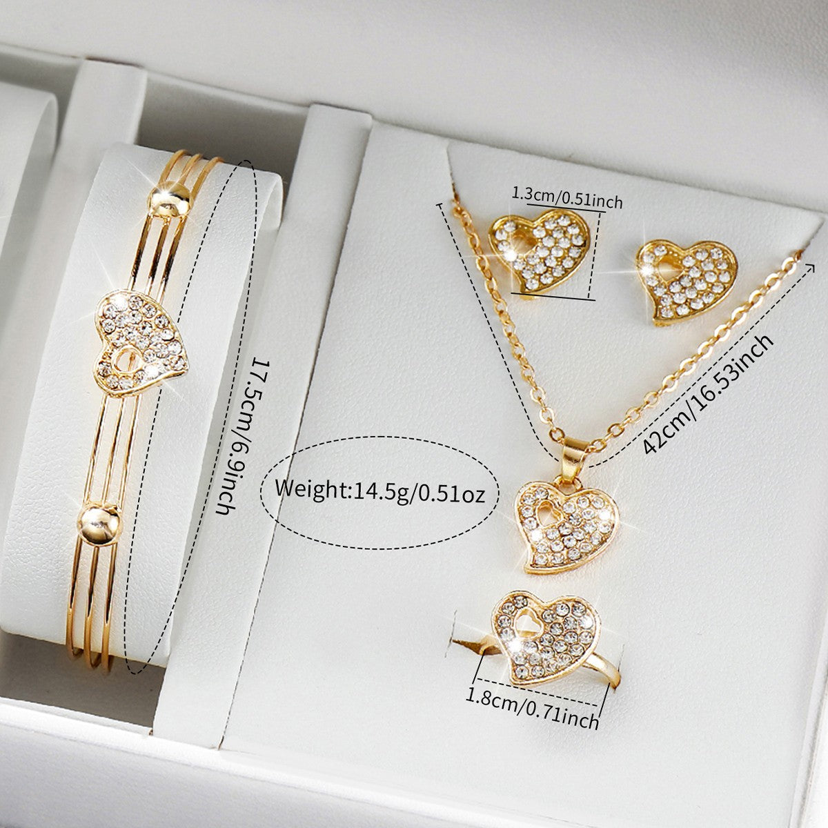 6PCS/Set Women's Watch Fashion Stainless Steel Band Analog Quartz Watches Heart Jewelry Set?Without Box?