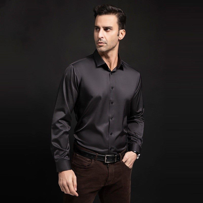 New Anti-Wrinkle Men Shirts Long Sleeve Dress Shirts For Men Slim Fit Camisa Social Business Blouse White Office Shirt S-6XL