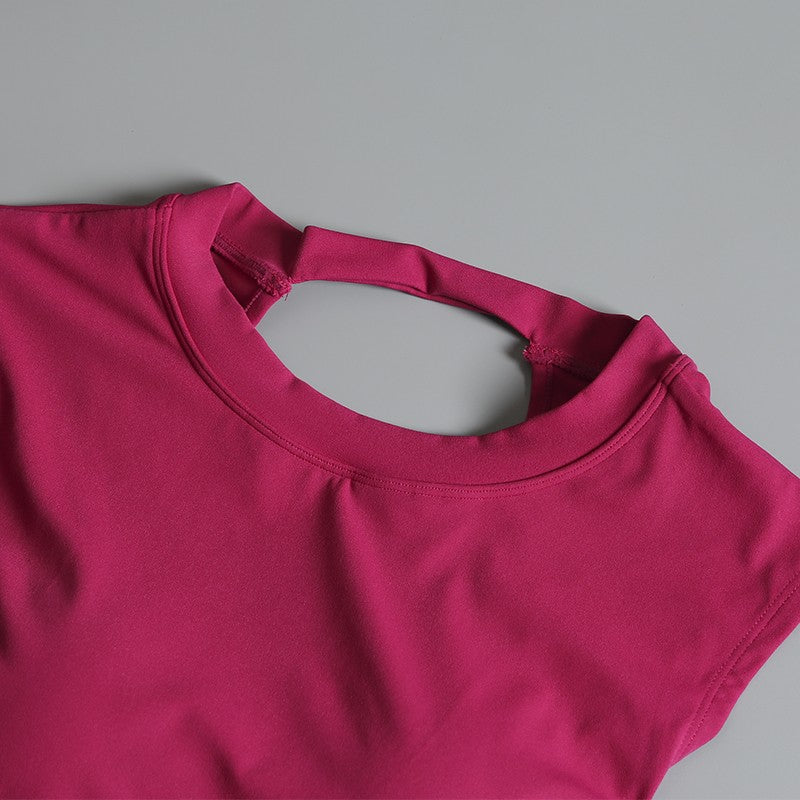 Yoga Suit Sports Top Women with Chest Pad Sexy Short-sleeved T-shirt Running Beauty Back Pilates Training Fitness Clothes Summer