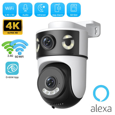 10MP 5K Dual Lens PTZ IP Camera with Dual Screen 8MP Ai Human Detection Auto Tracking Wireless Outdoor Surveillance Camera O-KAM