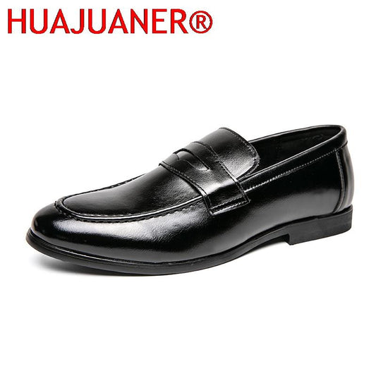 Spring Autumn Prom Evening Long Men's Casual Leather Loafers Male Slip on Flats Shoes Male Brogue Retro Upscale Comfy Shoes