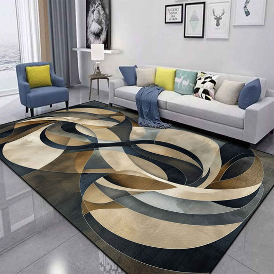 Red Black Swirl Rug Abstract Carpet for Living Room Large Bedroom Decoration Rug Light Luxury Sofa Coffee Table Mat Non-slip