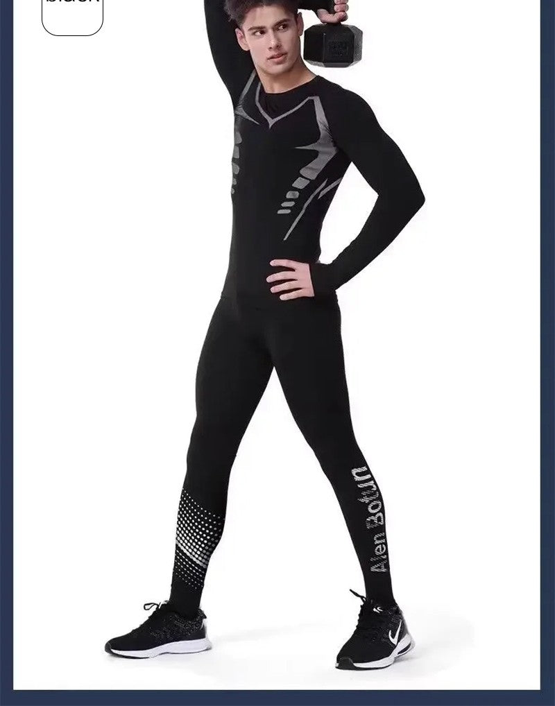 Men's Clothing Winter Warm Undershirts Plush Thermal Underwear Set Elastic Compression Tights Fitness Men's Track Suit Set