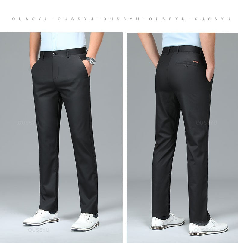 Spring Summer High Quality Luxury Straight Business Suit Pants Men Bamboo Fiber Designer Elegant Casual Long Formal Trouser Male