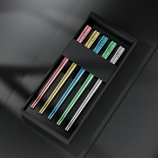 Certificado LFGB 10 unidades de Hashis de Titânio Puro, Evita Contaminação Cruzada, 5 Cores, Isolamento Térmico, Utensílios de Mesa Chineses de Luxo para Família