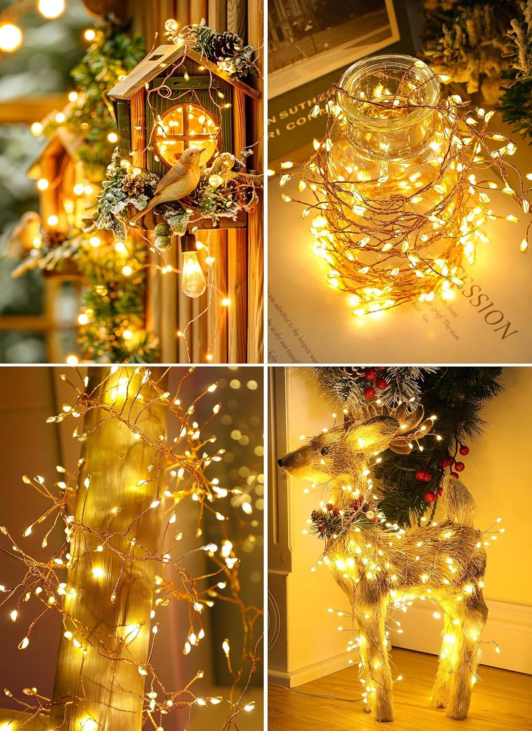 Solar LED Firecracker String Lights Outdoor Waterproof Garland Fairy Light for Wedding Party Garden Christmas Holiday Decoration