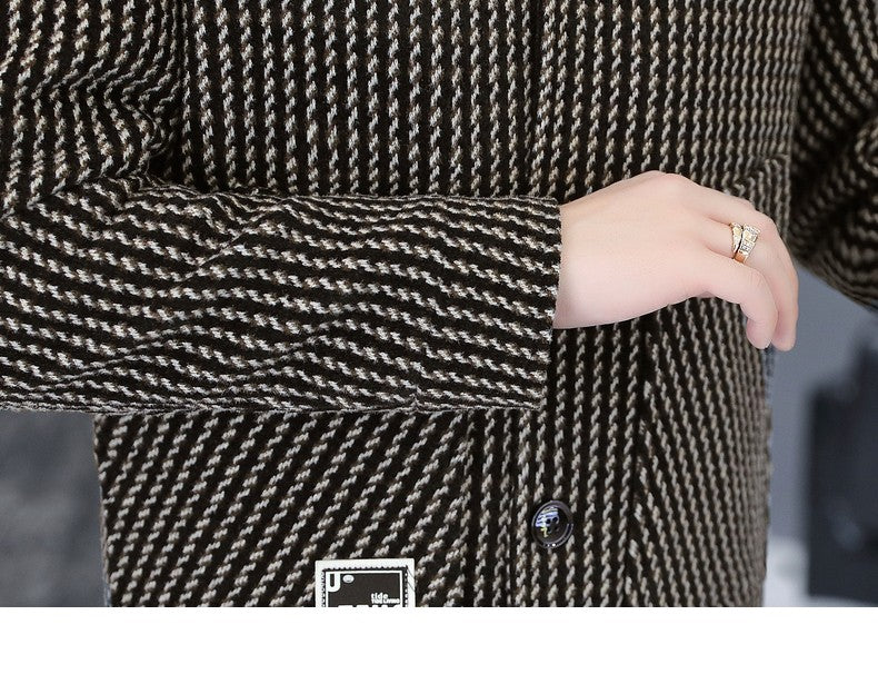 Korean Fashion Woolen Jacket for Men 2023 Winter Plaid Casual Business Trench Coat Slim Social Office Street Wear Short Overcoat